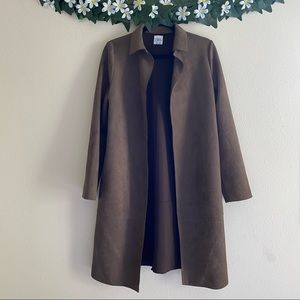 Zara Brown Long Faux Suede Coat S